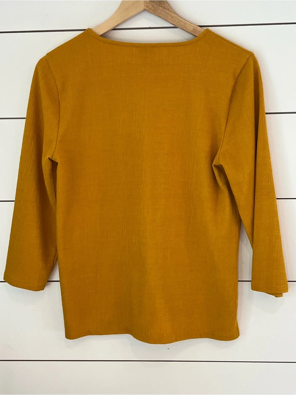 J. Crew Textured V-Neck Top — Mustard Yellow